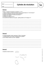 Cylindre - Cône de révolution - Exercices corrigés : 1ere Secondaire - PDF à imprimer