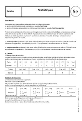 Statistiques - Cours : 1ere Secondaire - PDF à imprimer