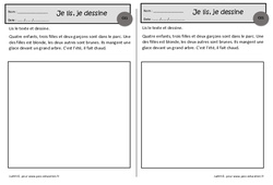 Les enfants - Je lis, je dessine - Exercices de lecture : 2eme Primaire - PDF à imprimer