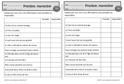 Possible - Impossible - Exercices de lecture : 2eme Primaire - PDF à imprimer
