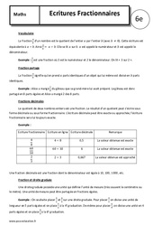 Ecritures fractionnaires - Cours : 6eme Primaire - PDF à imprimer