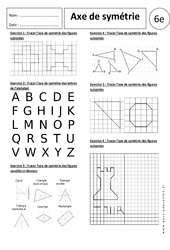 Axe de symétrie - Exercices corrigés - Symétrie axiale : 6eme Primaire - PDF à imprimer