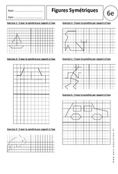 Figures symétriques - Exercices corrigés - Symétrie axiale : 6eme Primaire - PDF à imprimer