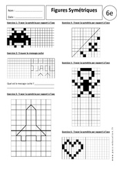 Figures symétriques - Exercices corrigés - Symétrie axiale : 6eme Primaire - PDF à imprimer