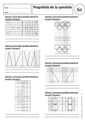 Propriétés de la symétrie - Exercices corrigés - Symétrie axiale : 6eme Primaire - PDF à imprimer