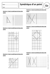 Symétrique d'un point - Exercices corrigés - Symétrie axiale : 6eme Primaire - PDF à imprimer