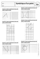Symétrique d'un point - Exercices corrigés - Symétrie axiale : 6eme Primaire - PDF à imprimer