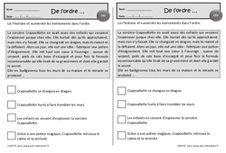 La sorcière Crapouillette - Chronologie de l'histoire - Exercices de lecture : 2eme Primaire - PDF à imprimer