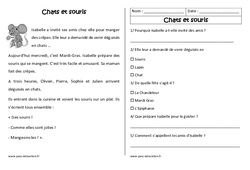 Chats et souris - Récit - Lecture compréhension : 2eme Primaire - PDF à imprimer