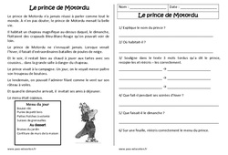 Le prince de Motordu - Récit - Lecture compréhension : 2eme Primaire - PDF à imprimer
