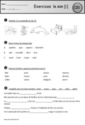 Exercices - Son [i] - i - î - y - Etude des sons : 2eme Primaire - PDF à imprimer