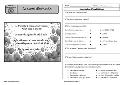 La carte d'invitation - Ecrit fonctionnel - Lecture : 2eme Primaire - PDF à imprimer