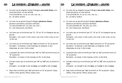 Singulier - Pluriel - Le nombre - Cours, Leçon : 2eme Primaire - PDF gratuit à imprimer
