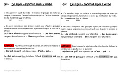 Sujet - Accord sujet verbe - Cours, Leçon : 2eme Primaire - PDF gratuit à imprimer