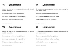 Synonymes - Cours, Leçon : 2eme Primaire - PDF gratuit à imprimer