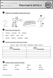 Exercices - La lettre x - Etude des sons : 2eme Primaire - PDF à imprimer
