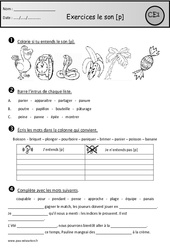 Exercices - Son p - Etude des sons : 2eme Primaire - PDF à imprimer