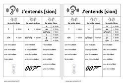 Fiche mémo élève - Son sion - ssion - tion : 1ere, 2eme Primaire - PDF à imprimer