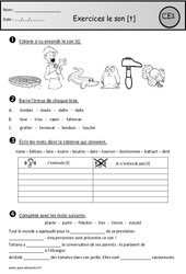 Exercices - Son t - Etude des sons : 2eme Primaire - PDF à imprimer