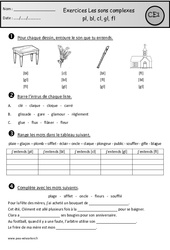 Exercices - Sons complexes pl, bl, cl, gl, fl - Etude des sons : 2eme Primaire - PDF à imprimer