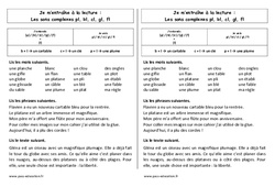 Sons complexes pl, bl, cl, gl, fl - Phonologie - Etude des sons : 2eme Primaire - PDF à imprimer