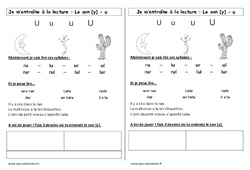 Son y - u - û - eu - Phonologie - Etude des sons : 1ere Primaire - PDF à imprimer