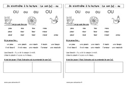 Son u - ou - Phonologie - Etude des sons : 1ere Primaire - PDF à imprimer