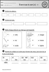 Révisions - Son v - Etude des sons : 1ere Primaire - PDF à imprimer