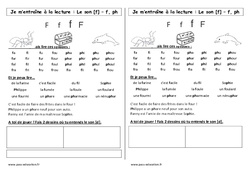 Son f - Phonologie - Etude des sons : 1ere Primaire - PDF à imprimer