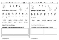 Son b - Phonologie - Etude des sons : 1ere Primaire - PDF à imprimer