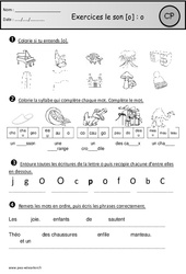 Exercices - Son o fermé - Etude des sons : 1ere Primaire - PDF à imprimer