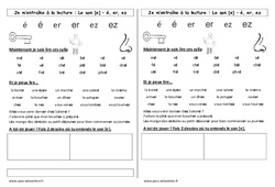 Son é, er, ez - Phonologie - Etude des sons : 1ere Primaire - PDF à imprimer
