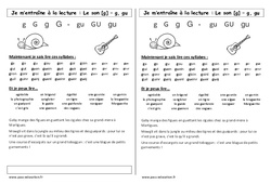 Son g, gu - Phonologie - Etude des sons : 1ere Primaire - PDF à imprimer