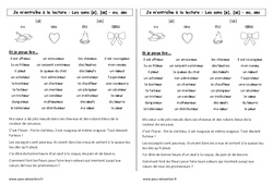 Son œ - Fiches eu, œu ouvert et fermé - Phonologie - Etude des sons : 1ere Primaire - PDF à imprimer