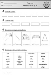 Révisions - Sons pl, bl, cl, gl, fl - Etude des sons : 1ere Primaire - PDF à imprimer