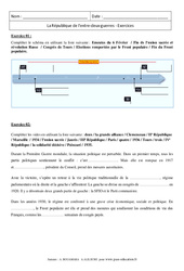 La République de l'entre - deux - guerres - Exercices corrigés : 3eme Secondaire - PDF à imprimer