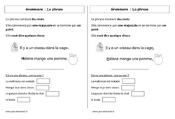 Phrase - Cours, Leçon : 1ere Primaire - PDF gratuit à imprimer