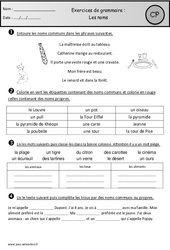 Noms - Exercices - Grammaire : 1ere Primaire - PDF à imprimer