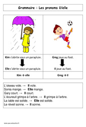 Les pronoms il - elle - Affiche pour la classe - Grammaire : 1ere Primaire - PDF à imprimer