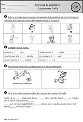 Pronoms il - elle - Exercices - Grammaire : 1ere Primaire - PDF à imprimer