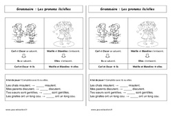 Pronoms ils - elles - Cours, Leçon : 1ere Primaire - PDF gratuit à imprimer