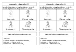 Adjectifs - Cours, Leçon : 1ere Primaire - PDF gratuit à imprimer