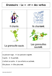 Le - nt des verbes - Affiche pour la classe - Grammaire : 1ere Primaire - PDF à imprimer
