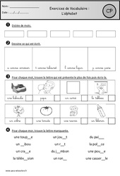 Révisions - Alphabet - Vocabulaire : 1ere Primaire - PDF à imprimer