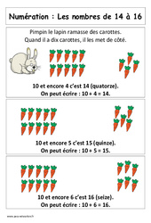 Leçon Nombres de 14 à 16 - Cours, Leçon : 1ere Primaire - PDF à imprimer