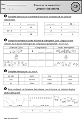 Révisions - Comparer des nombres : 1ere Primaire - PDF à imprimer