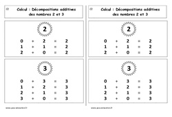 Décompositions additives des nombres 2  - Cours, Leçon : 1ere Primaire - PDF gratuit à imprimer