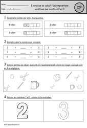 Exercices - Décompositions additives des nombres 2  : 1ere Primaire - PDF à imprimer