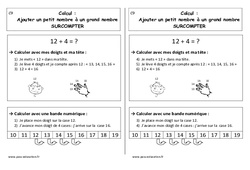 Technique de l'addition - Surcomptage - Cours, Leçon : 1ere Primaire - PDF gratuit à imprimer