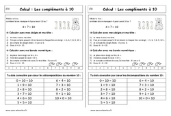 Compléments à 10 + la maison du 10 - Cours, Leçon : 1ere Primaire - PDF gratuit à imprimer